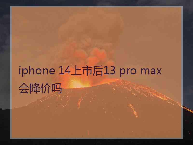 iphone 14上市后13 pro max会降价吗