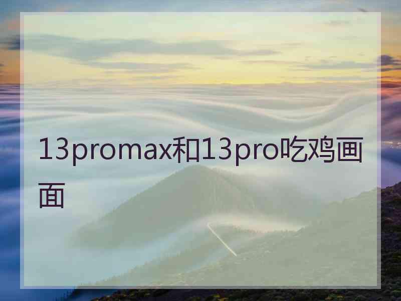 13promax和13pro吃鸡画面