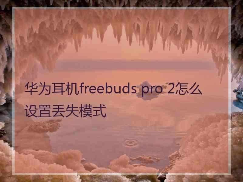 华为耳机freebuds pro 2怎么设置丢失模式