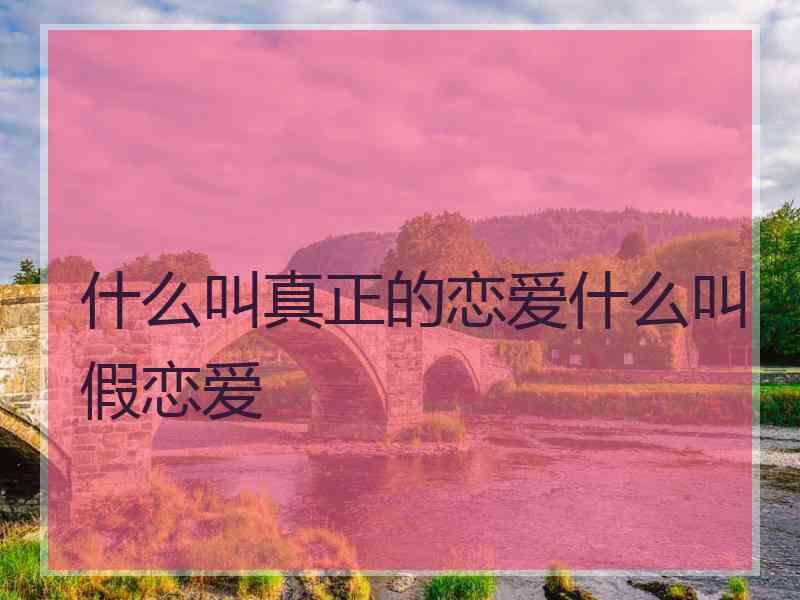 什么叫真正的恋爱什么叫假恋爱