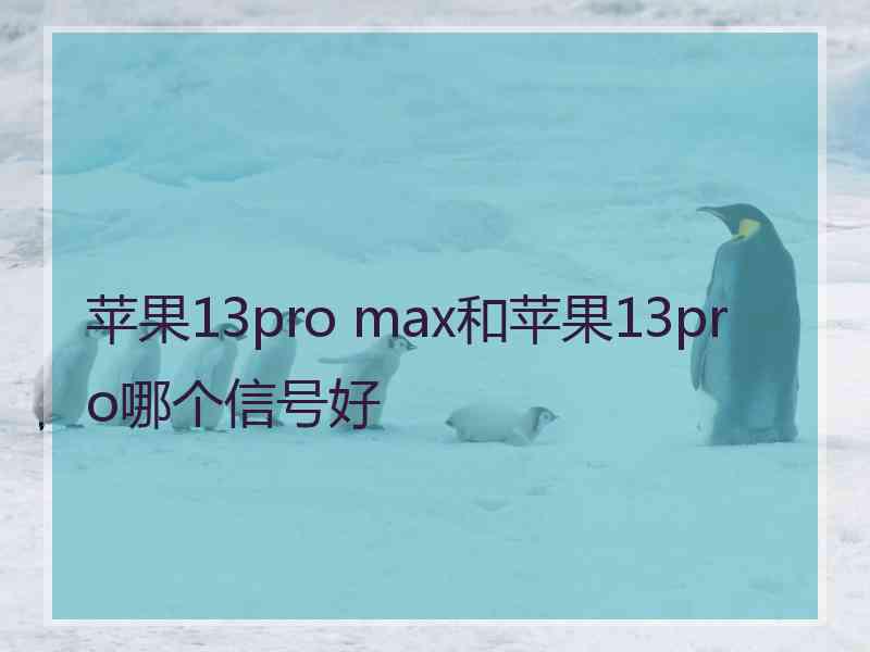 苹果13pro max和苹果13pro哪个信号好