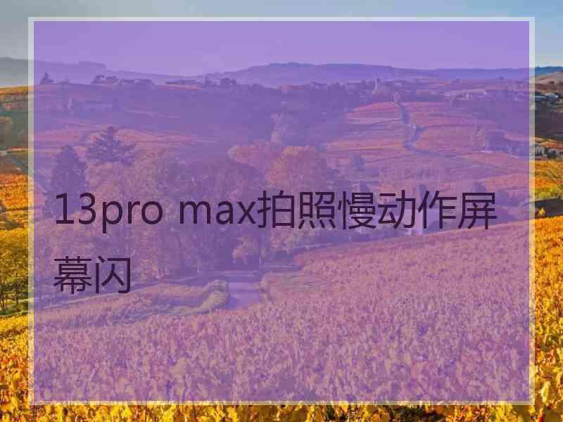 13pro max拍照慢动作屏幕闪