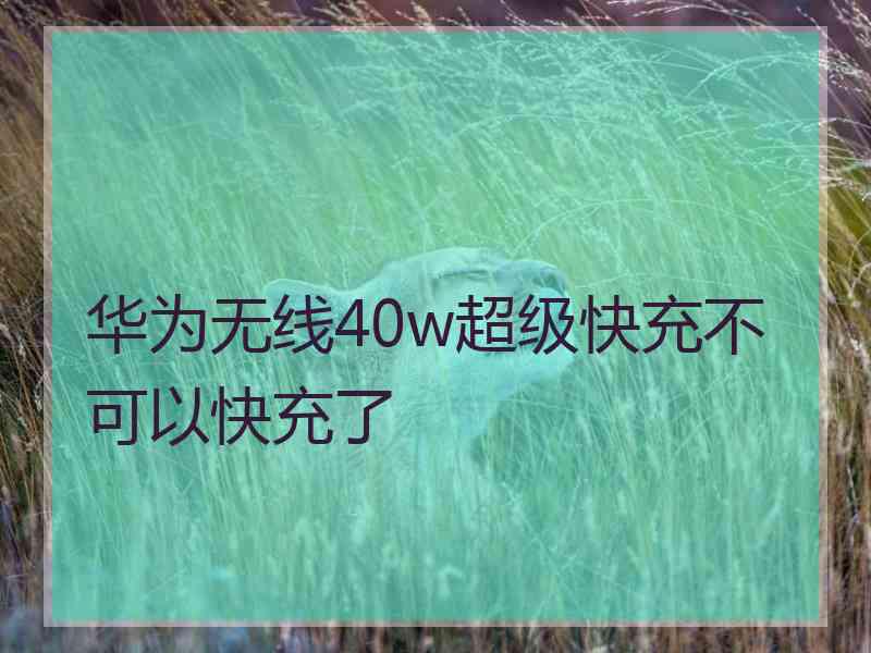 华为无线40w超级快充不可以快充了