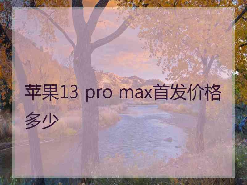 苹果13 pro max首发价格多少