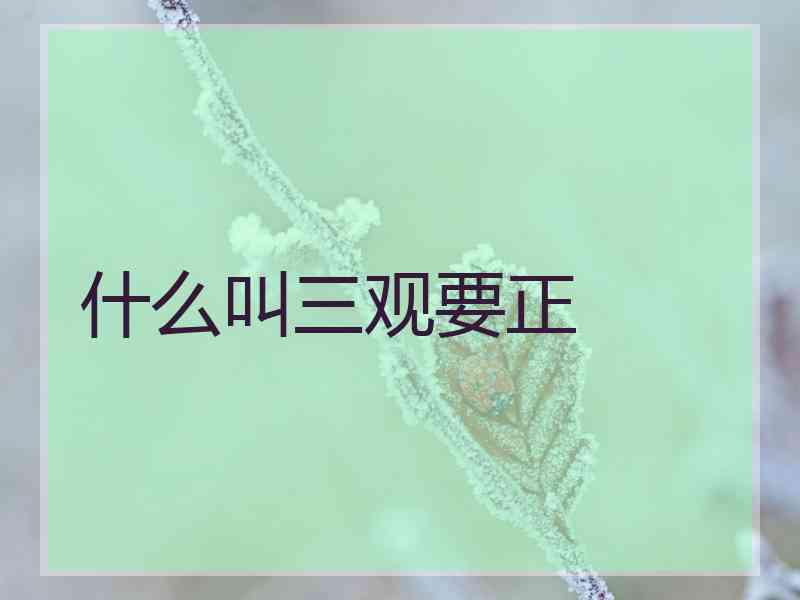 什么叫三观要正