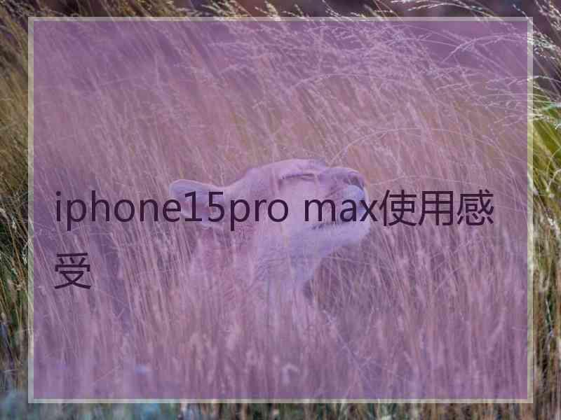 iphone15pro max使用感受