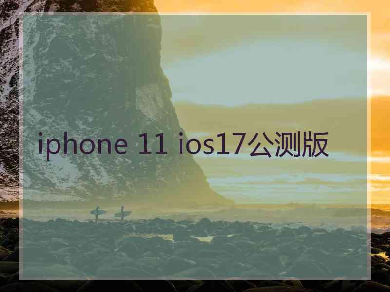 iphone 11 ios17公测版