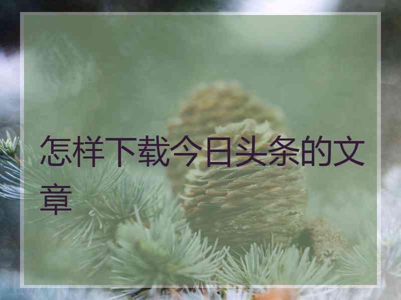 怎样下载今日头条的文章