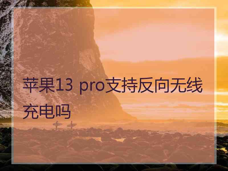 苹果13 pro支持反向无线充电吗