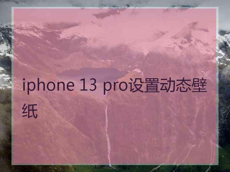 iphone 13 pro设置动态壁纸