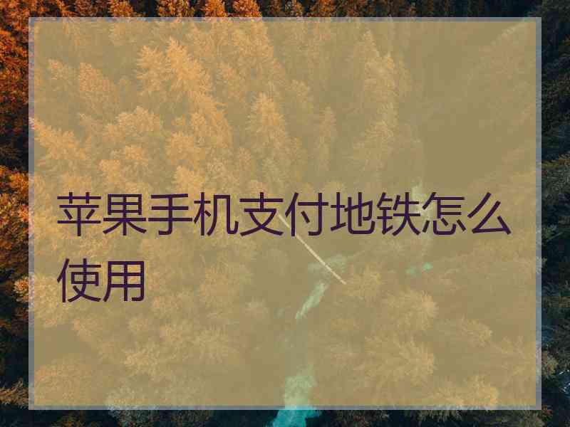 苹果手机支付地铁怎么使用