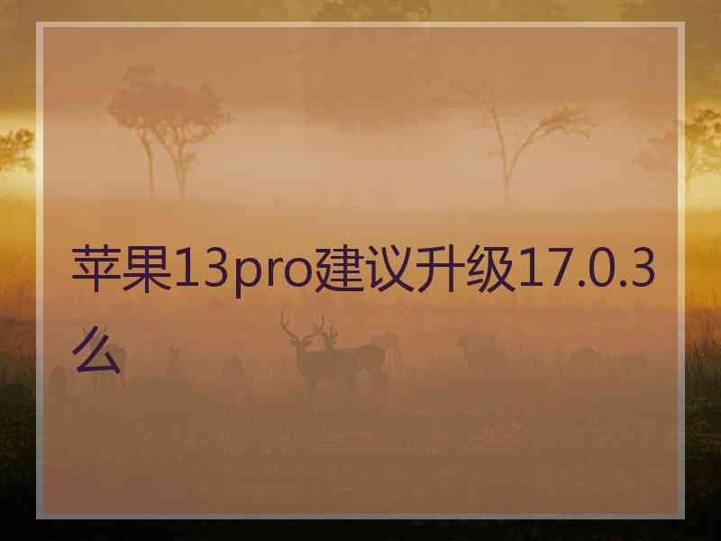 苹果13pro建议升级17.0.3么