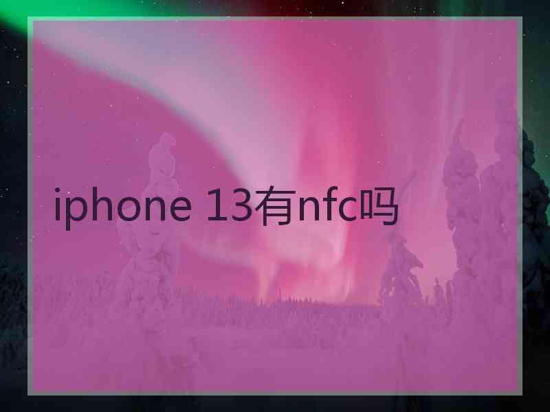 iphone 13有nfc吗