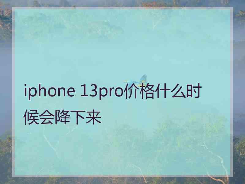 iphone 13pro价格什么时候会降下来