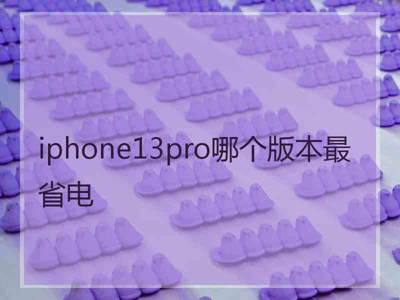 iphone13pro哪个版本最省电