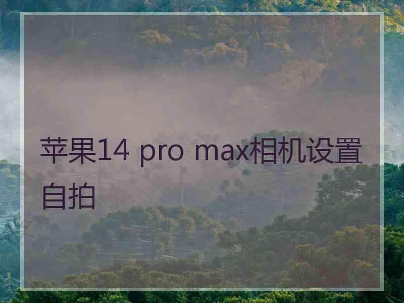 苹果14 pro max相机设置自拍