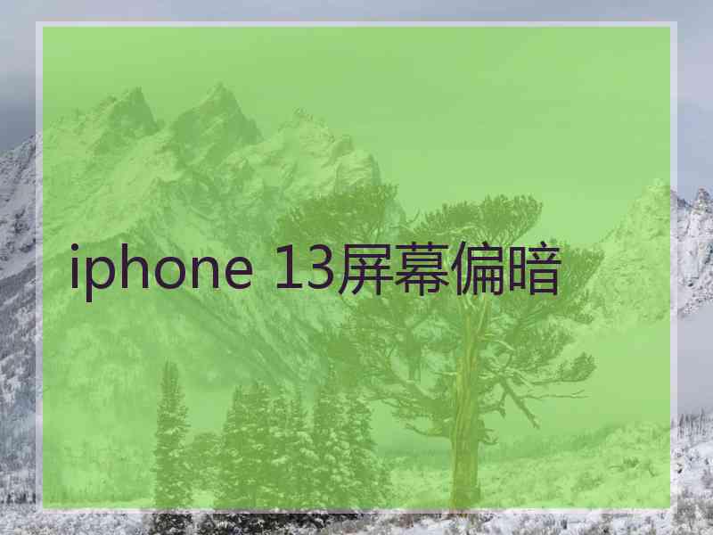 iphone 13屏幕偏暗