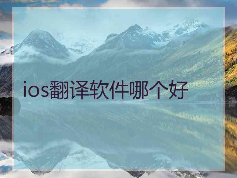 ios翻译软件哪个好