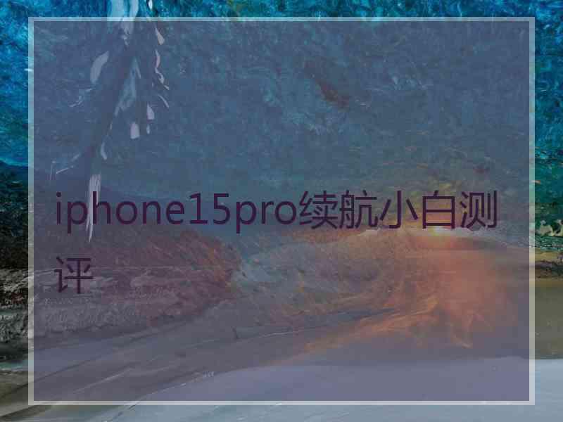 iphone15pro续航小白测评