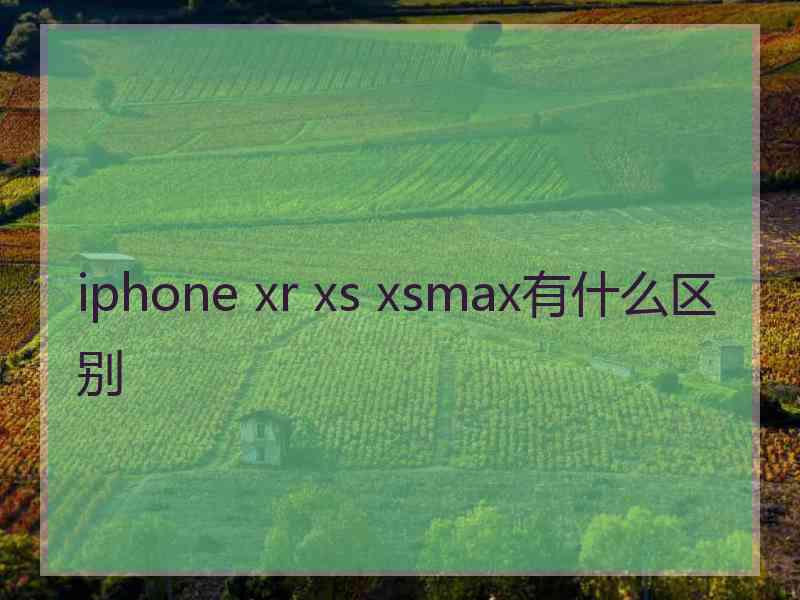 iphone xr xs xsmax有什么区别