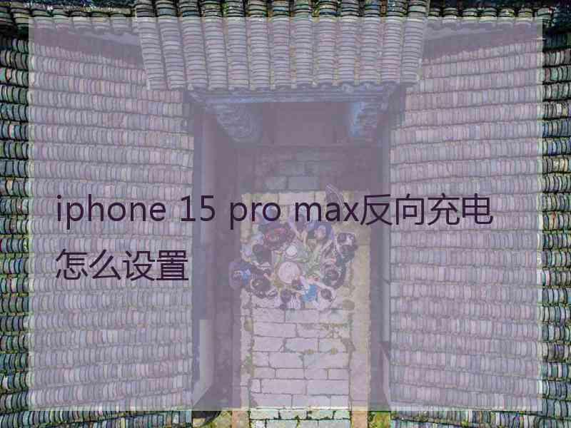 iphone 15 pro max反向充电怎么设置