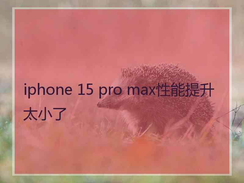 iphone 15 pro max性能提升太小了