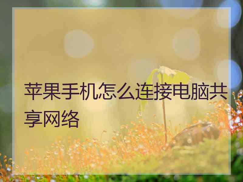 苹果手机怎么连接电脑共享网络