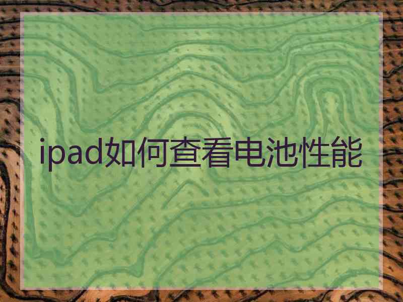 ipad如何查看电池性能