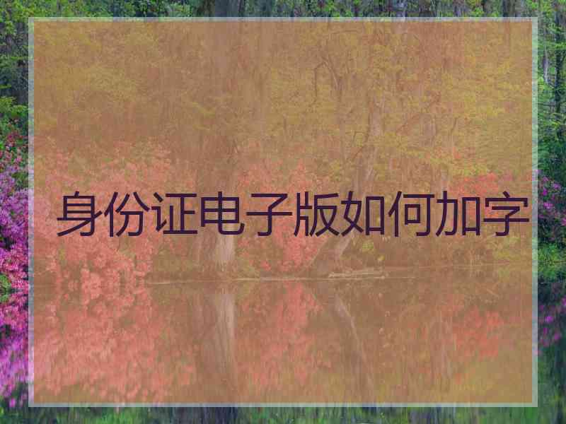 身份证电子版如何加字