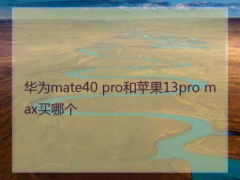 华为mate40 pro和苹果13pro max买哪个