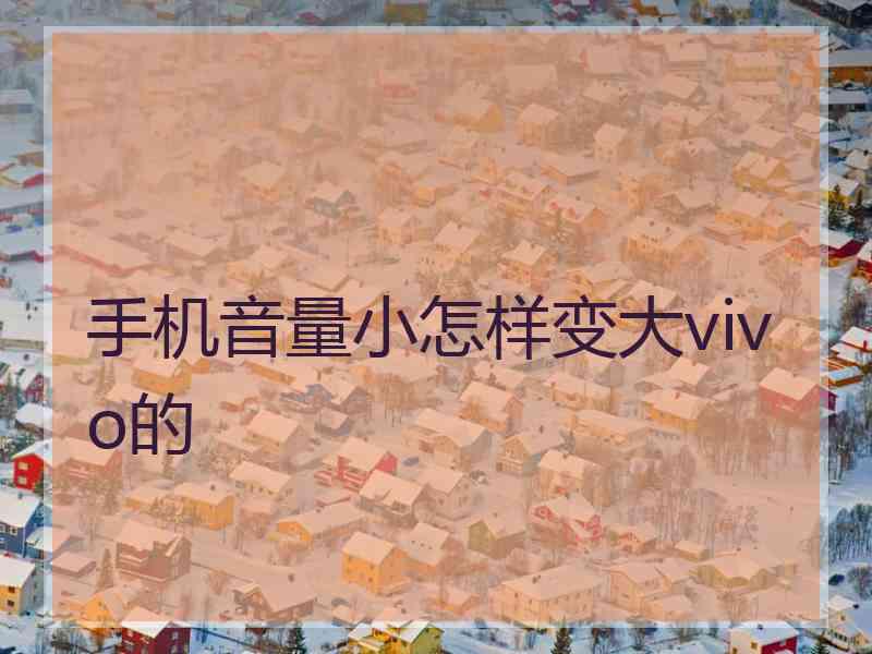 手机音量小怎样变大vivo的