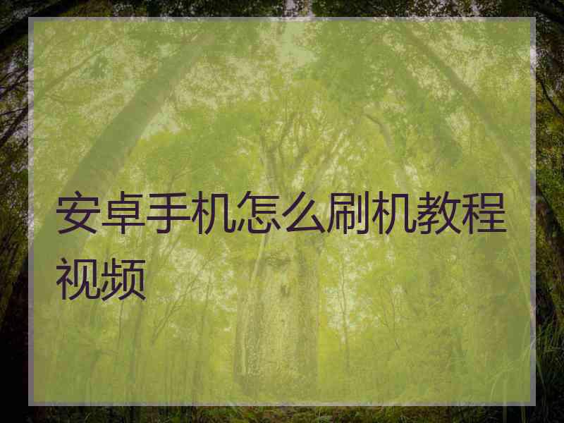 安卓手机怎么刷机教程视频