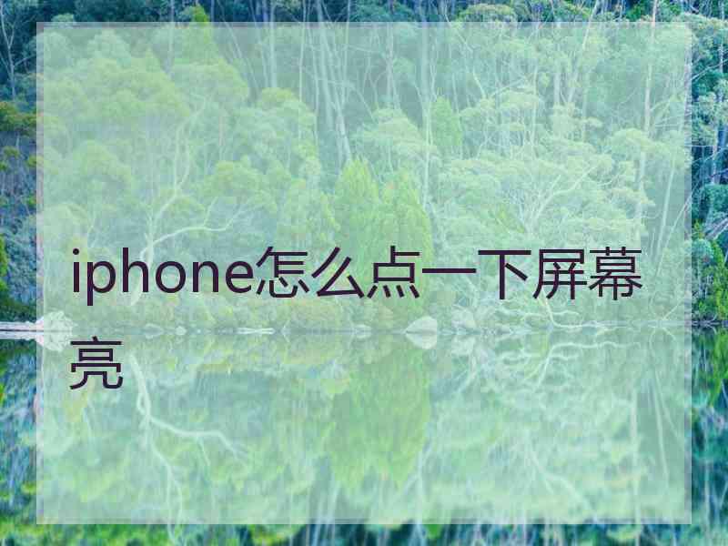 iphone怎么点一下屏幕亮