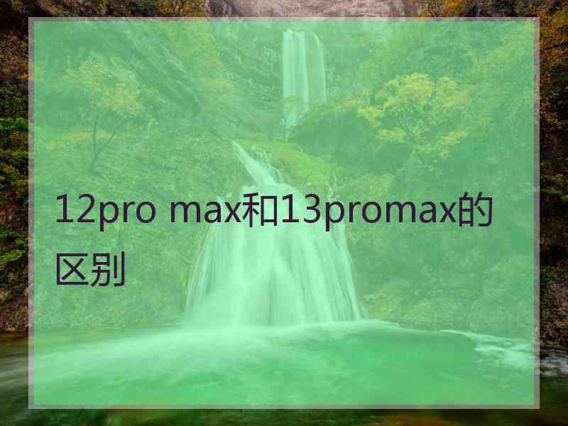 12pro max和13promax的区别