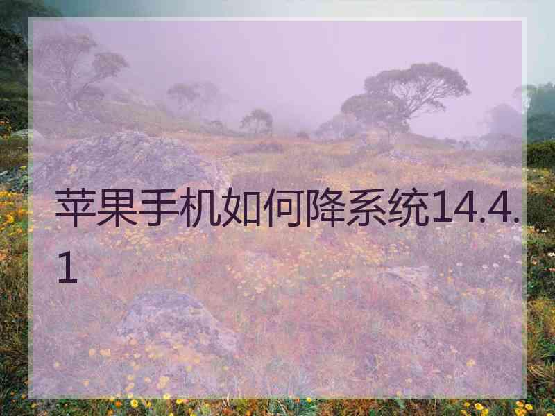 苹果手机如何降系统14.4.1