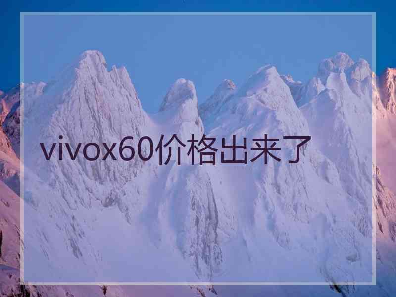 vivox60价格出来了