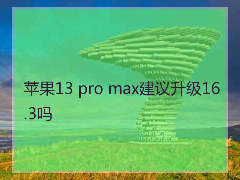 苹果13 pro max建议升级16.3吗