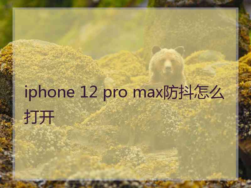 iphone 12 pro max防抖怎么打开