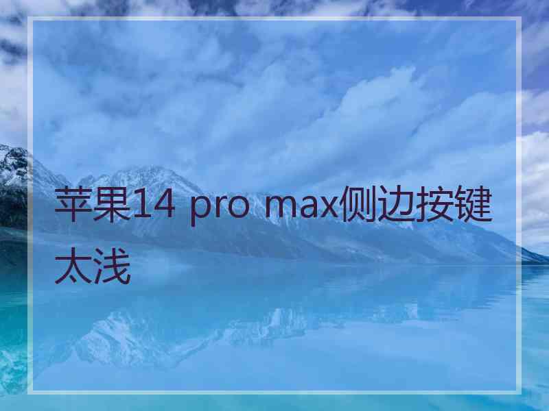 苹果14 pro max侧边按键太浅