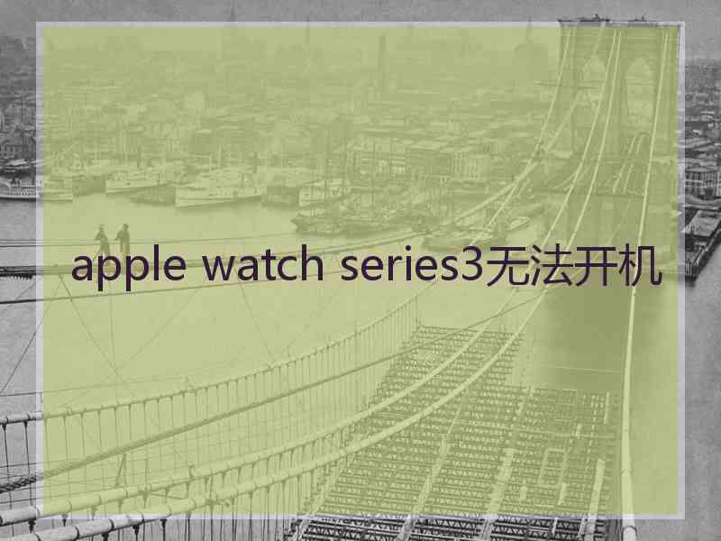 apple watch series3无法开机