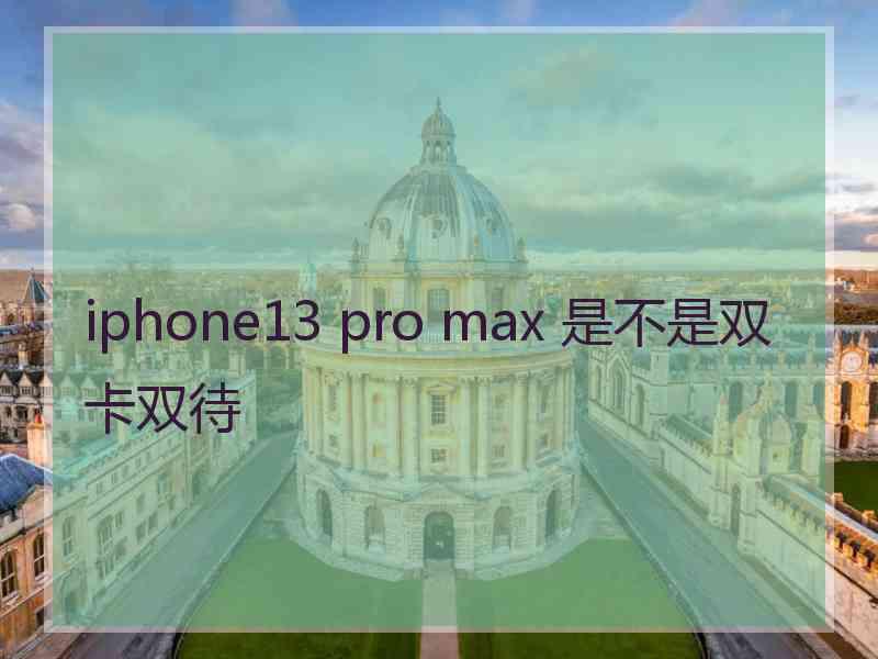 iphone13 pro max 是不是双卡双待