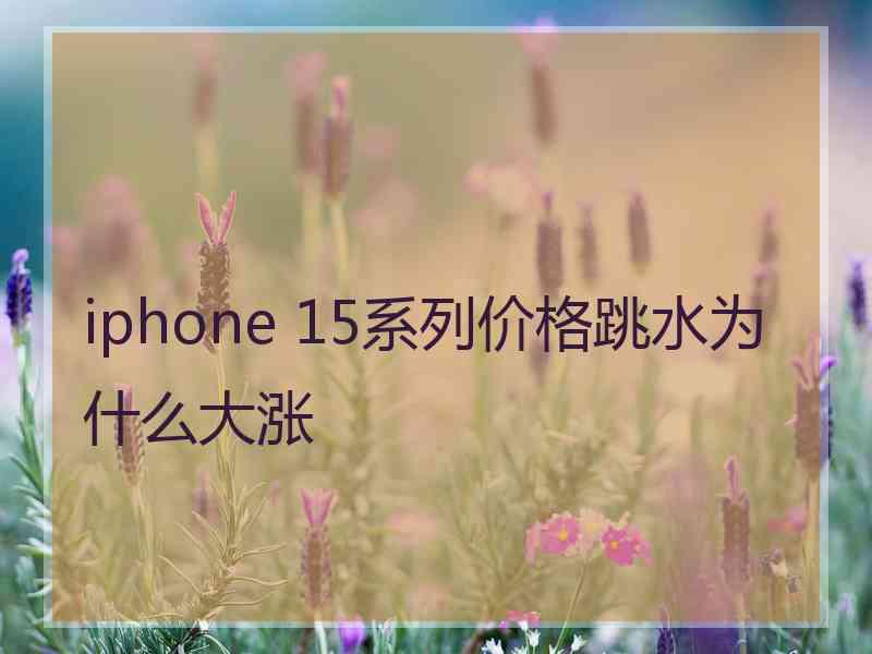 iphone 15系列价格跳水为什么大涨