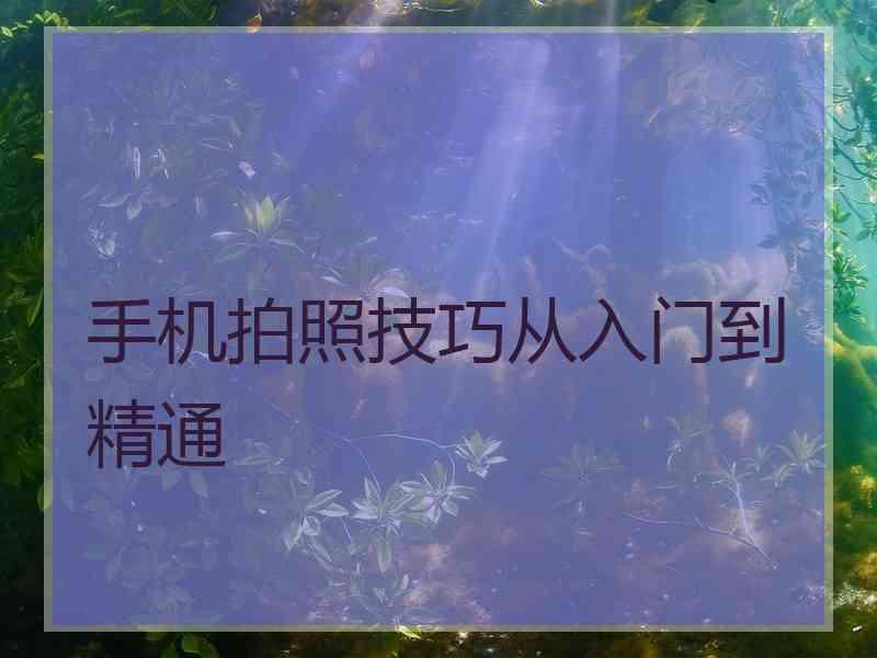 手机拍照技巧从入门到精通