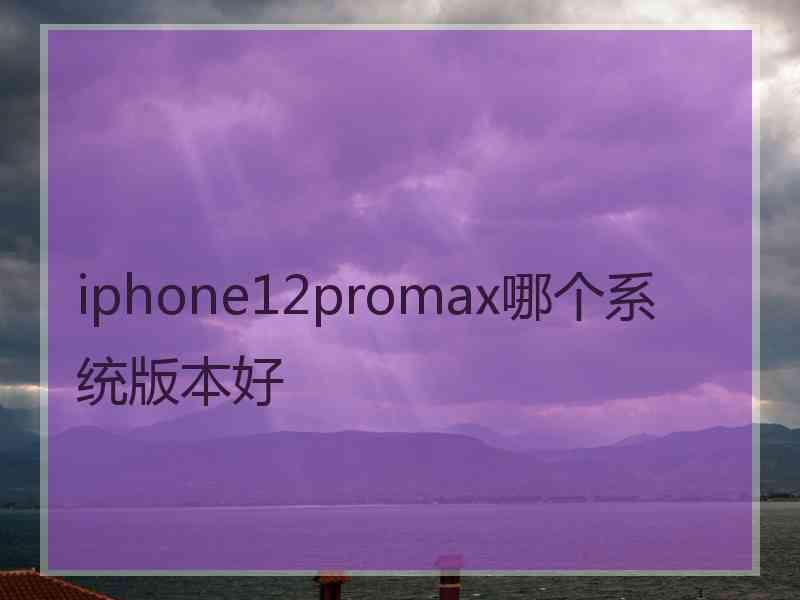 iphone12promax哪个系统版本好