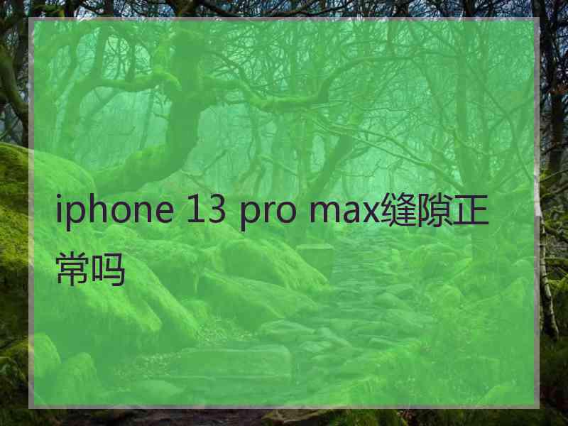 iphone 13 pro max缝隙正常吗