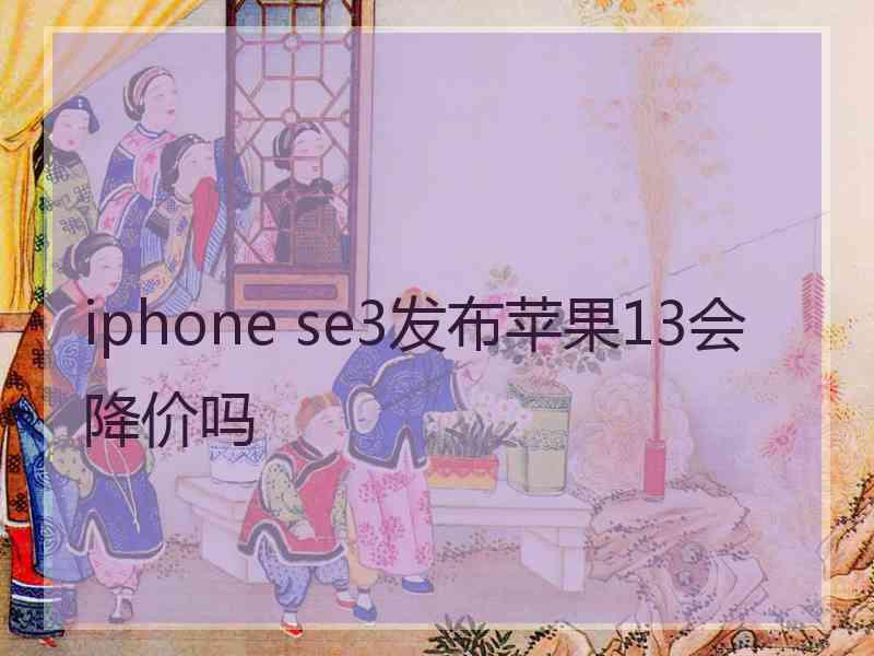 iphone se3发布苹果13会降价吗