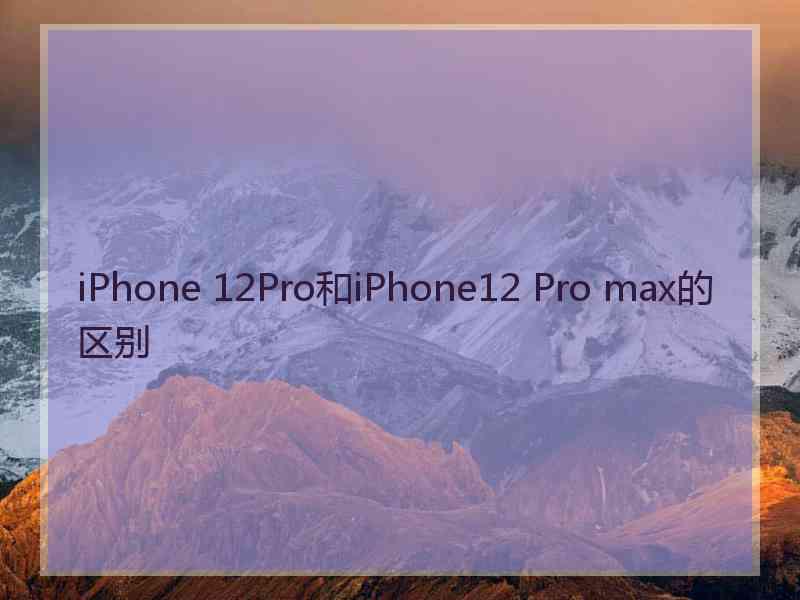 iPhone 12Pro和iPhone12 Pro max的区别