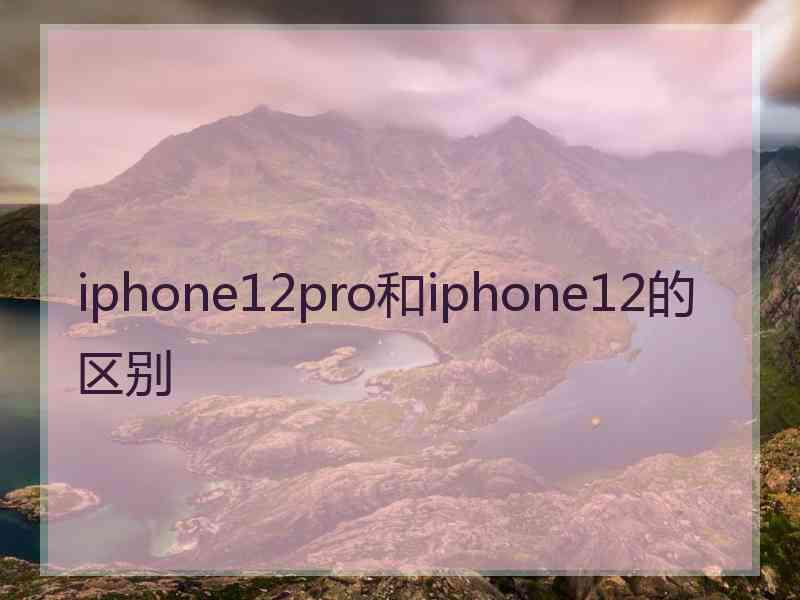 iphone12pro和iphone12的区别