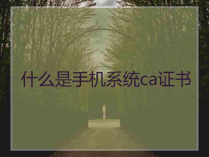 什么是手机系统ca证书