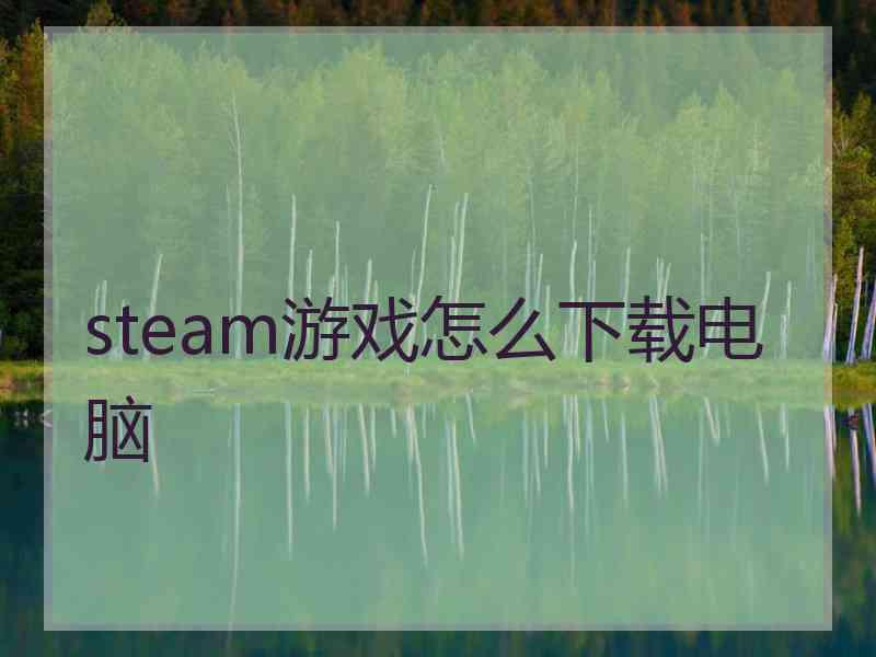 steam游戏怎么下载电脑